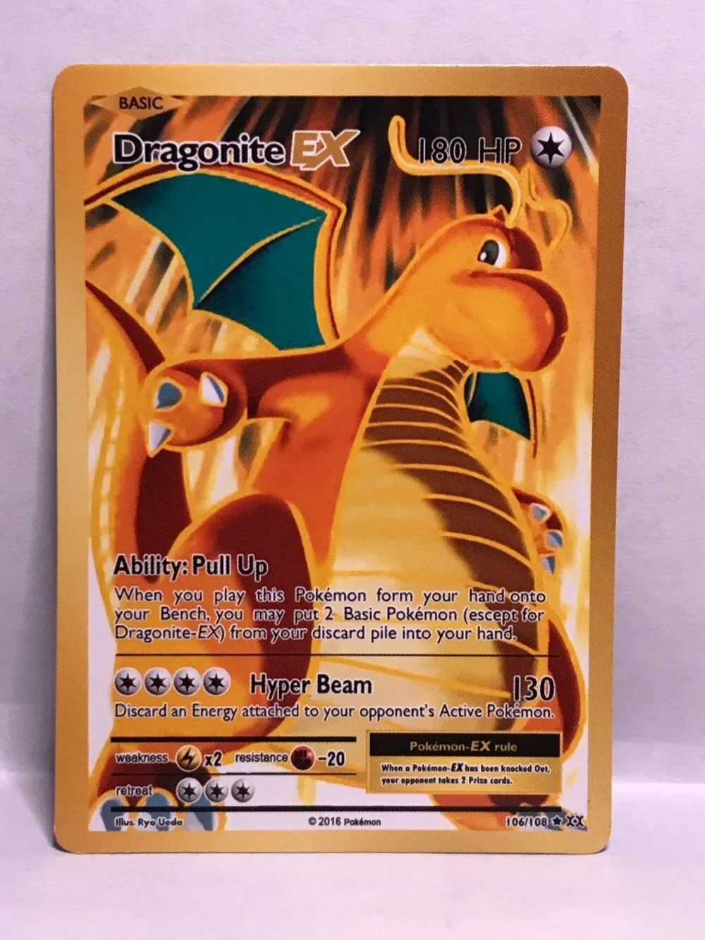 Pokémon TCG Dragonite EX Full Art Ultra Rare Card 106/108 Evolutions